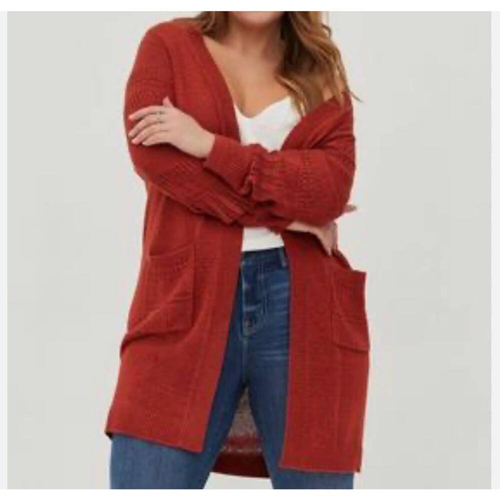 Torrid Rust Orange Open Front Duster Cardigan Sz … - image 1